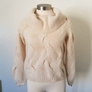 Vila Vicabla Knit Off Shoulder Cable Knit Long Sleeve Sweater